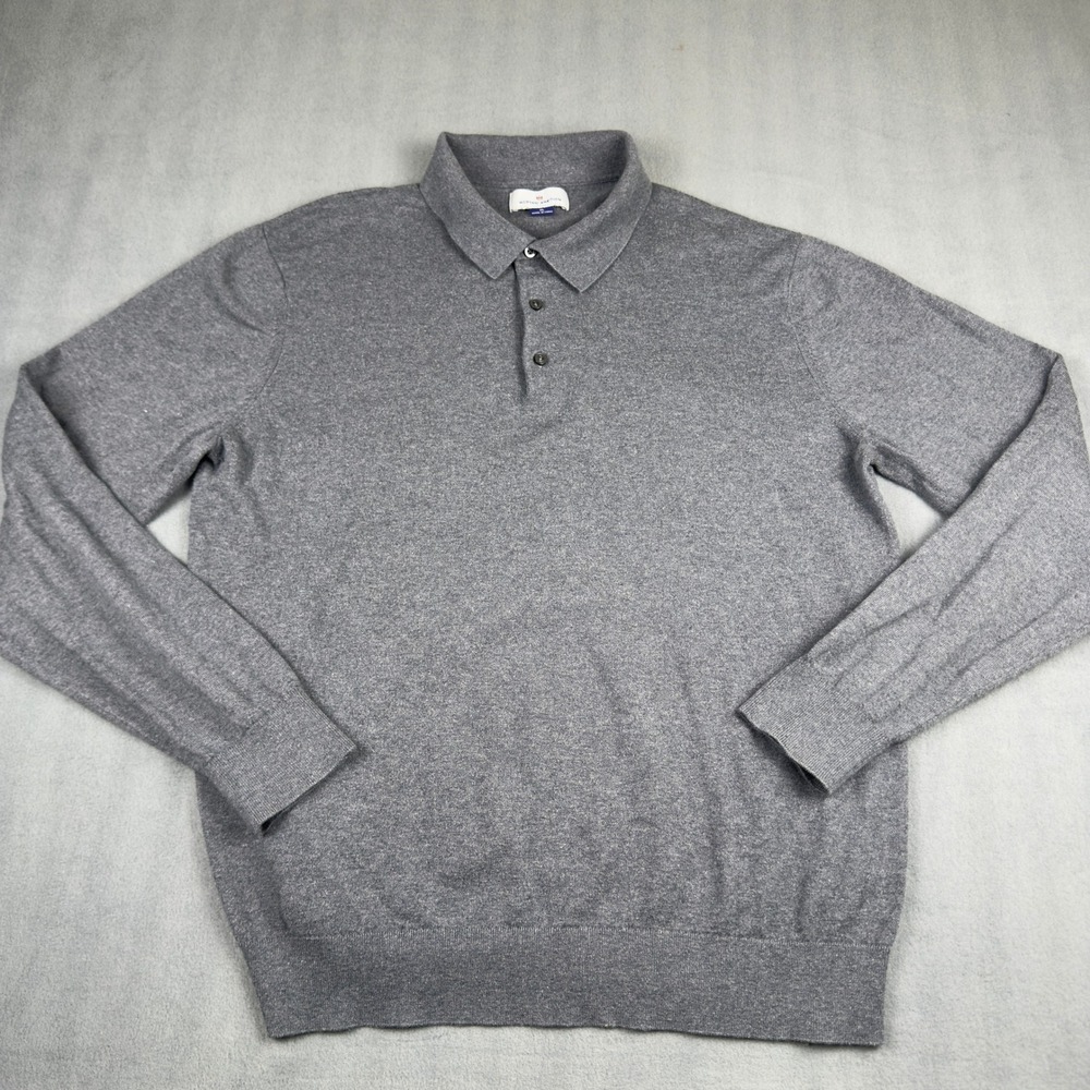 Modern Ambition Mens XL Gray Long Sleeve Knit Polo‎ Sweater Cotton Wool Blend